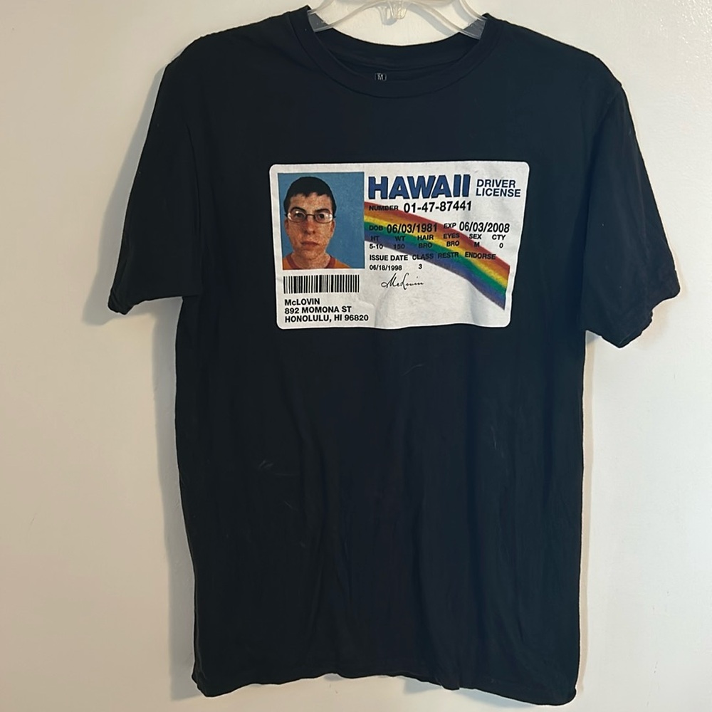 Superbad McLovin Fake ID Hawaii Black T-Shirt Size M